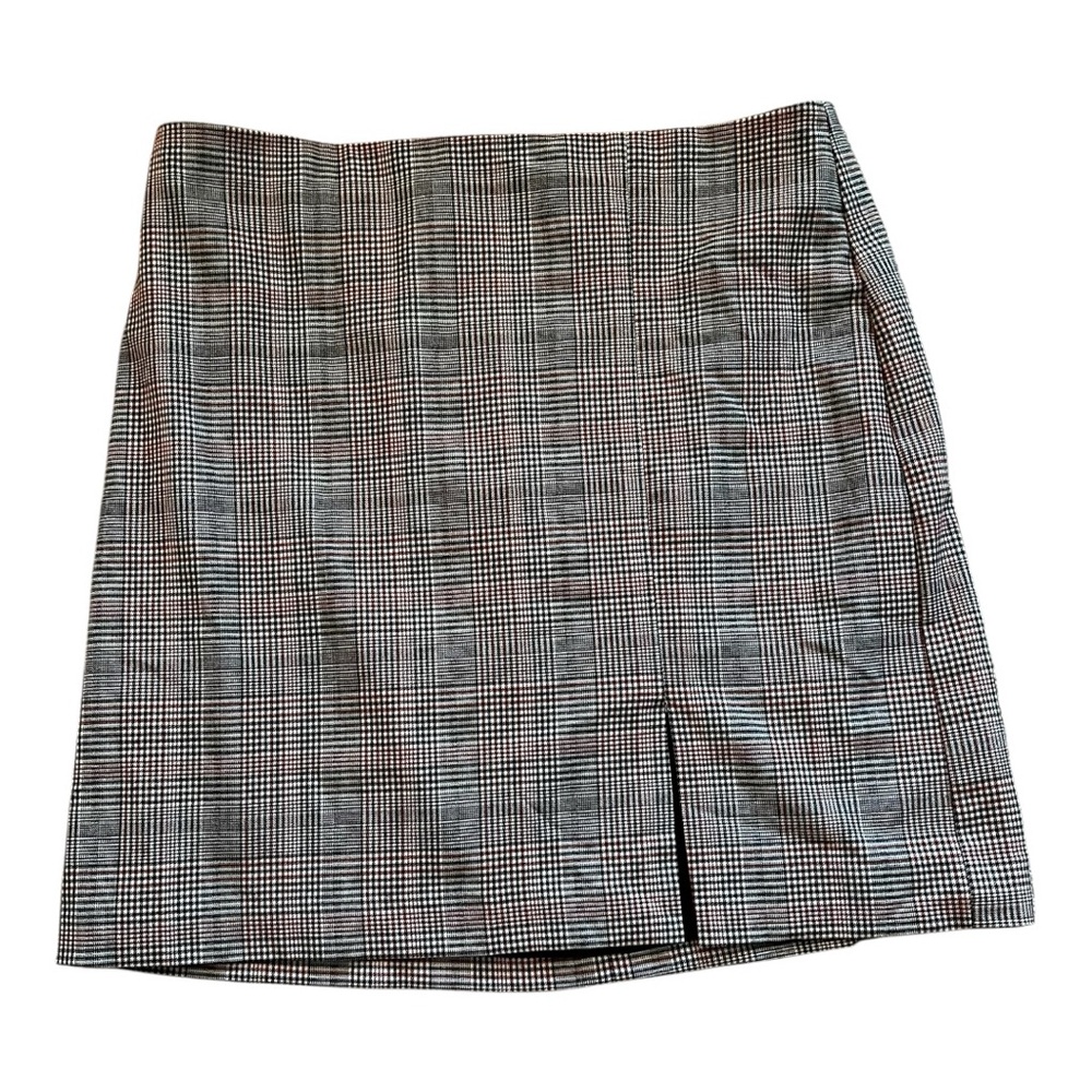 Rachel Zoe Gray Black Red Pencil Skirt with Slit